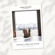 Cover page of Engel & Völkers Commercial market report, showing a warehouse interior with a pallet jack and boxes, Hamburg.
