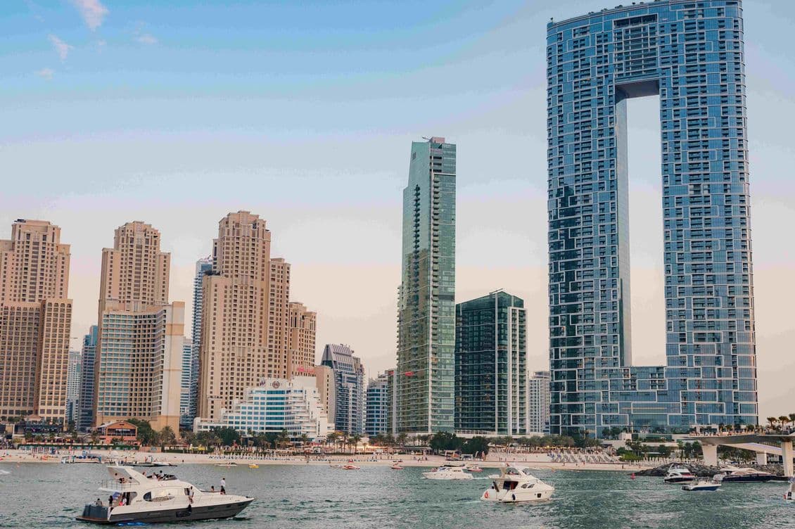 JBR boats and skyline