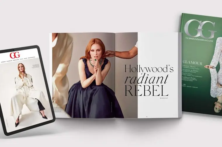 Mockup of the GG Magazine cover and cover story with Julianne Moore.
